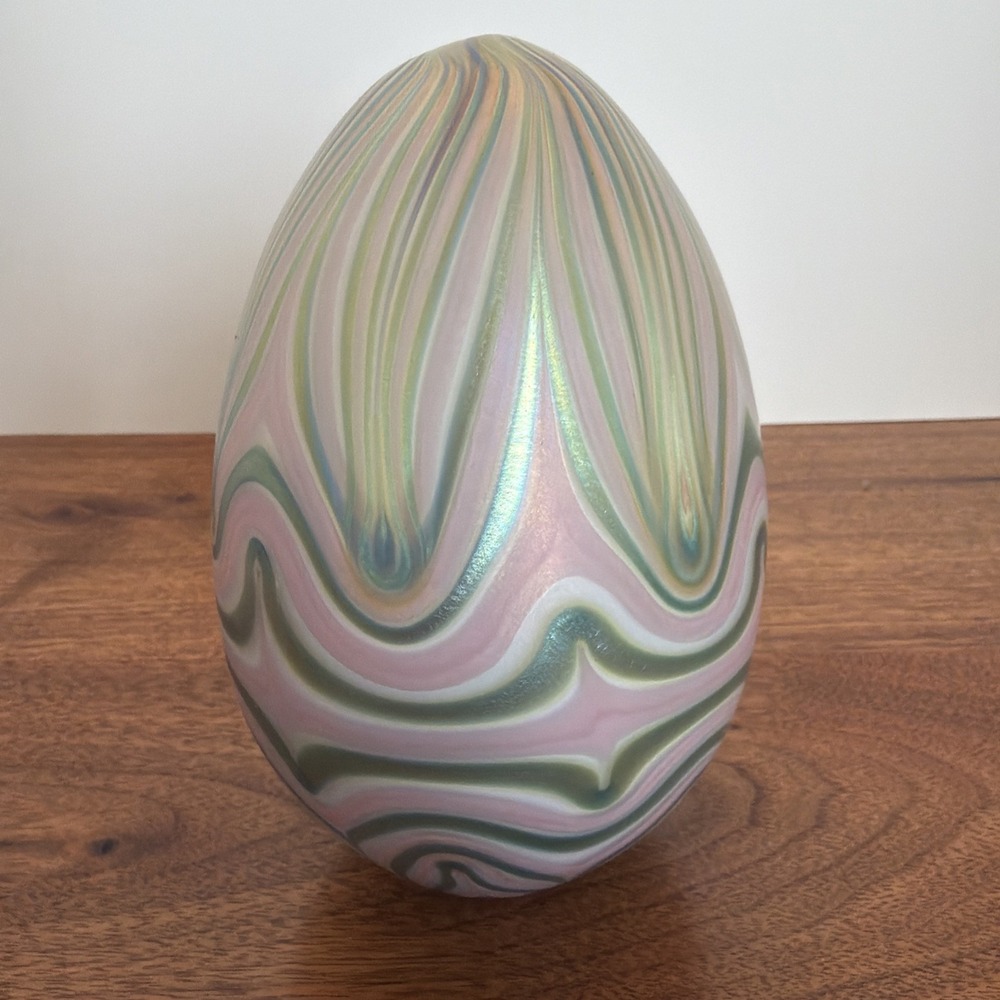 Vintage Glass Egg Decor Paperweight Pastels Easter